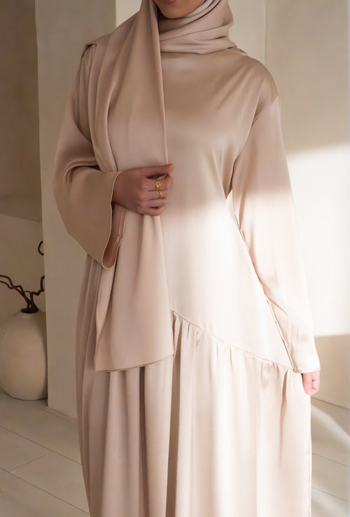 Sahara Satin dress Set: Oyster