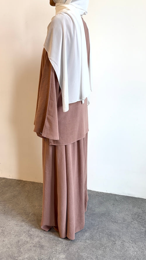 Dusty pink linen co-ord skirt set