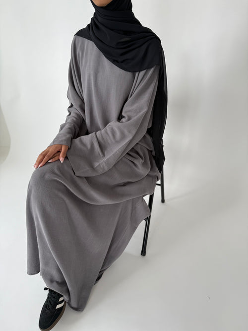 Shadow grey Linen abayah
