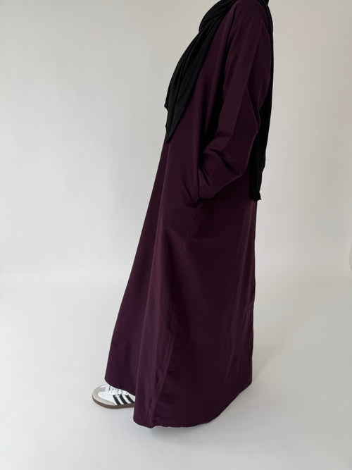 Dark purple narrow sleeve abayah