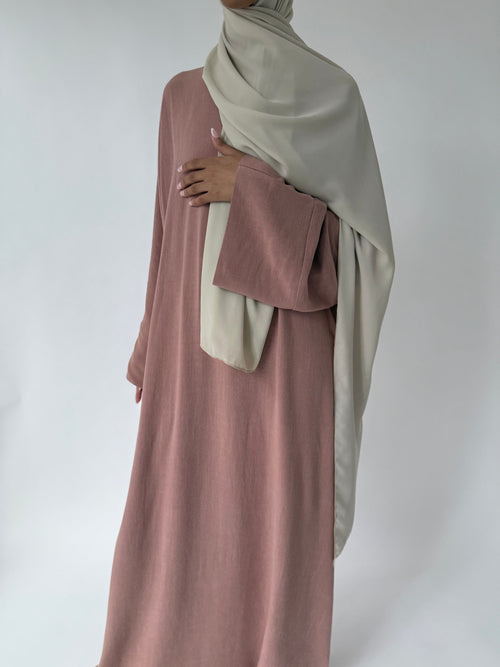 Dusty-pink Linen abayah
