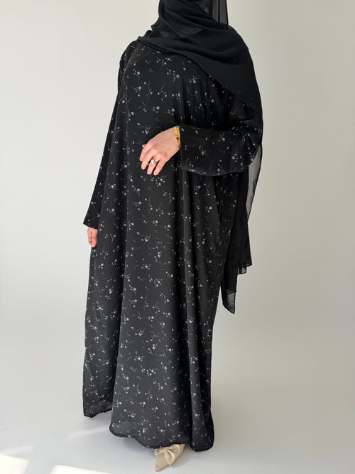 Black floral print dress