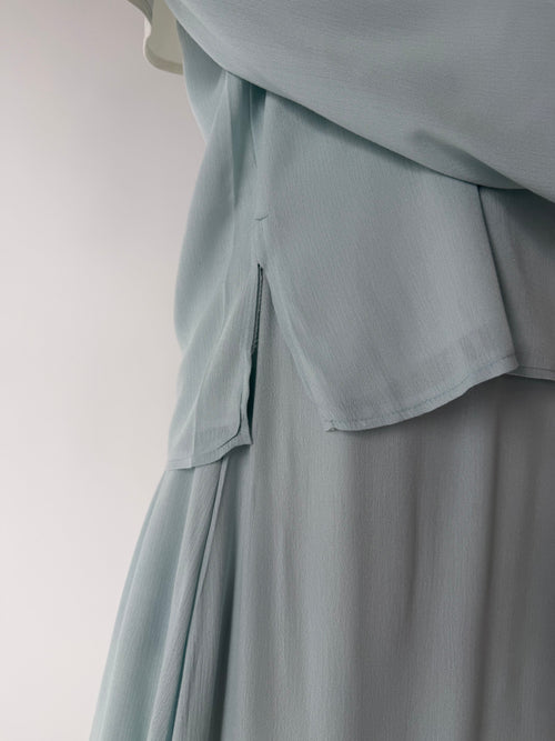 Blue viscose Skirt set
