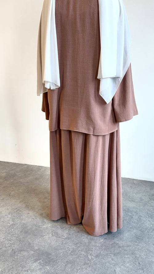 Dusty pink linen co-ord skirt set
