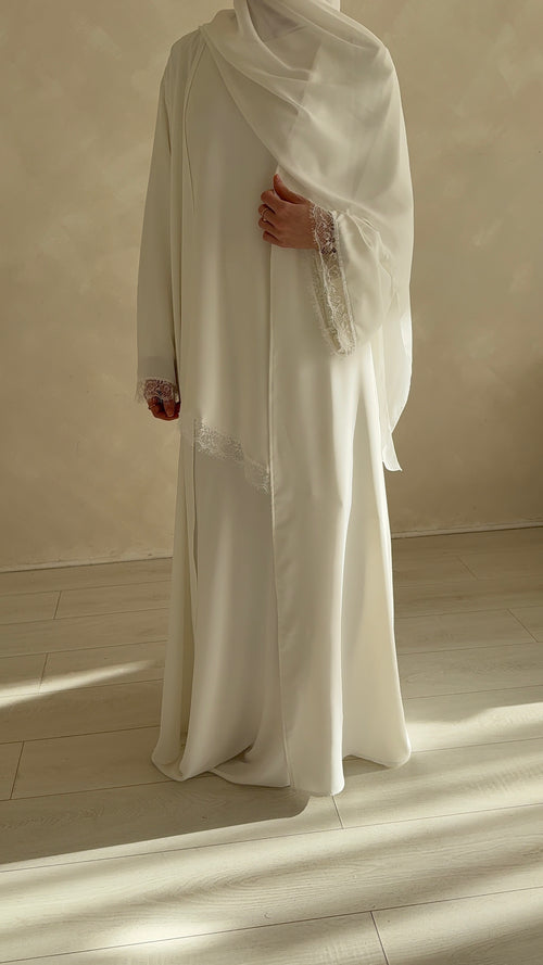 White-swan Lace Open abayah