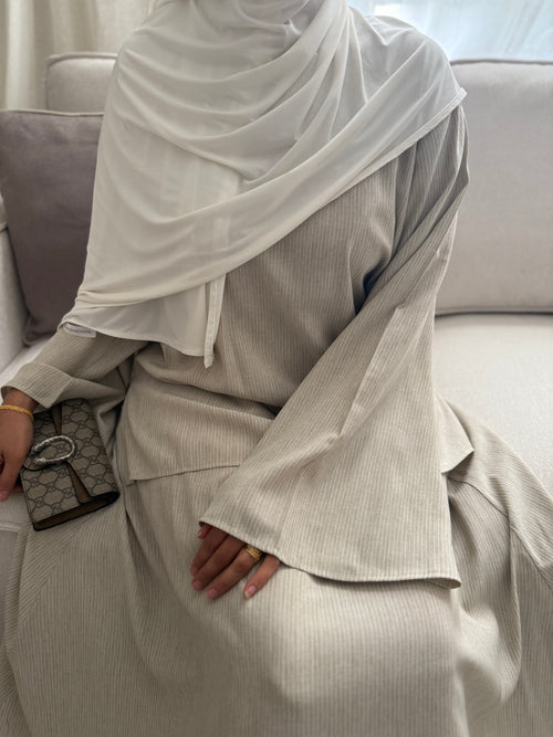 Beige Stripe linen co-ord Set