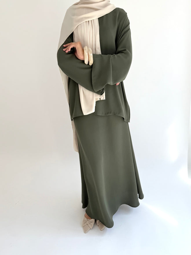 Soft olive co-ord skirt set