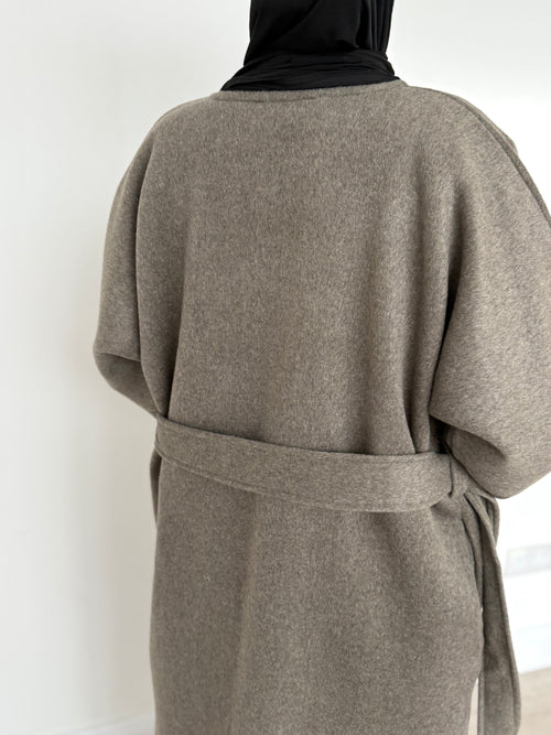 Taupe Wool Coat abayah