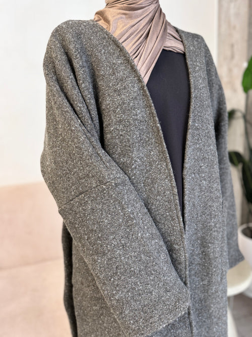 Taupe Wool Coat abayah