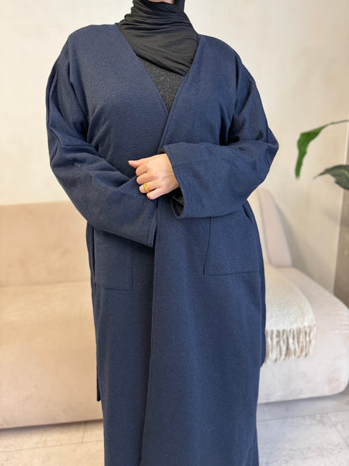 Navy Wool Cardigan abayah
