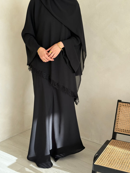 Black-swan Lace Asymmetrical set