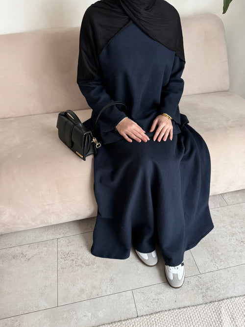 Navy Wool co-ord skirt set
