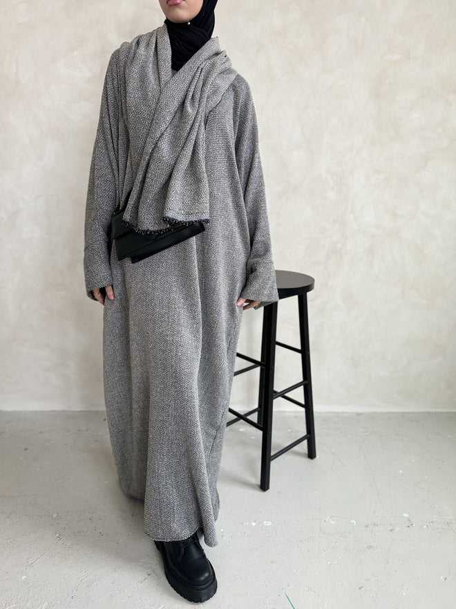 Tweed Grey abayah set Zip
