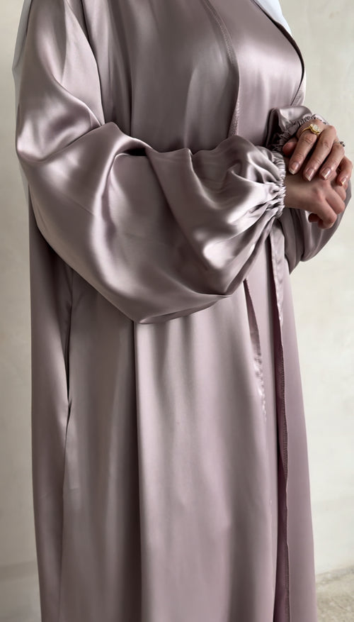 Lavander Satin balloon-sleeve Set