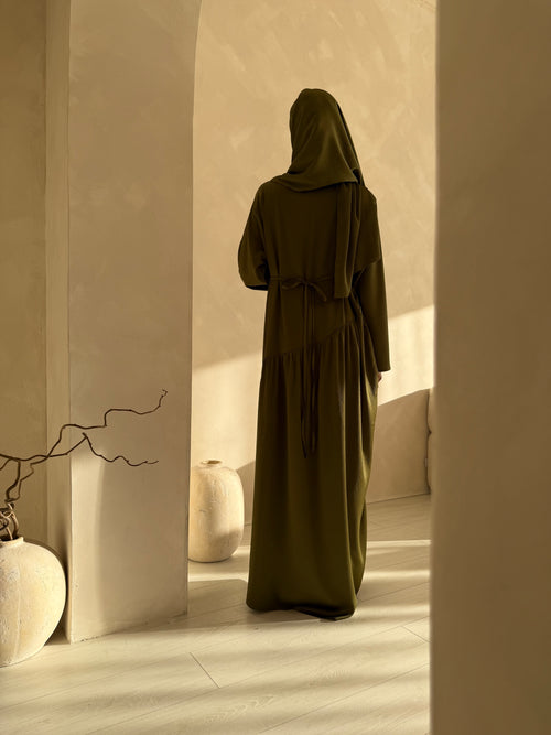 Sahara Satin dress Set: Olive