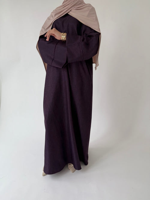 Dark Purple Herringbone ZIP abayah