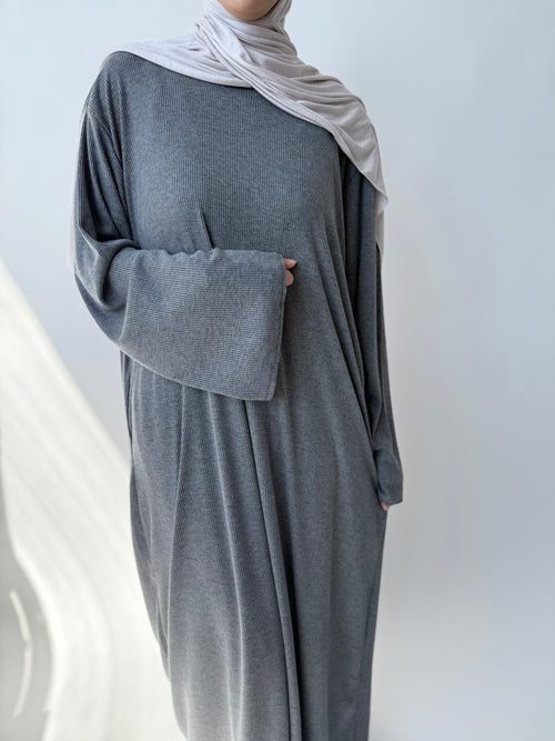 Space Grey Ribbed Dress