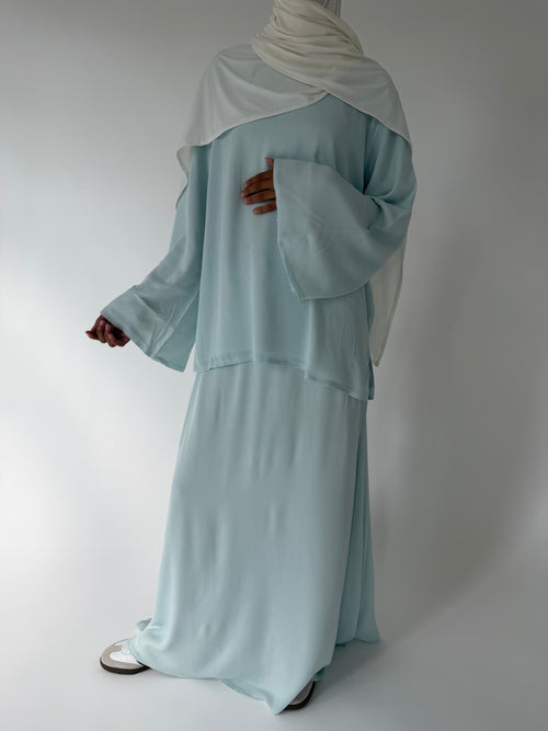 Blue viscose Skirt set