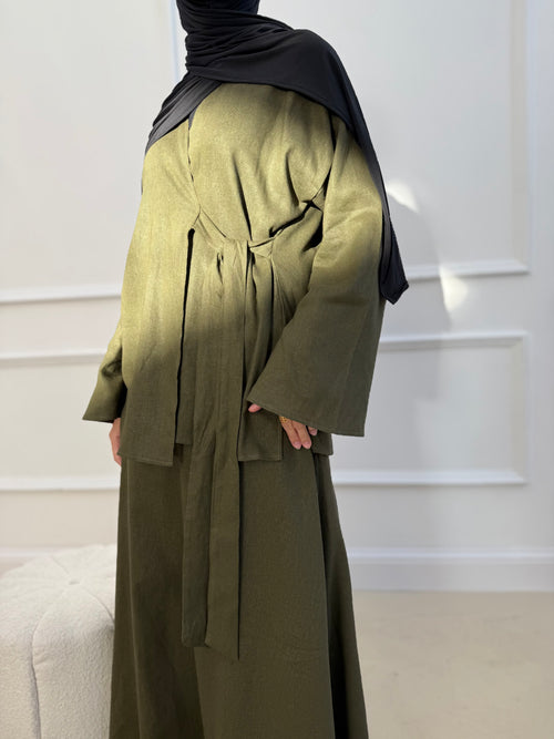 Khaki Linen Wrap Set