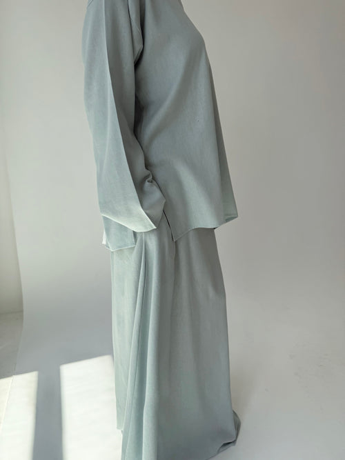 Baby Blue linen skirt set