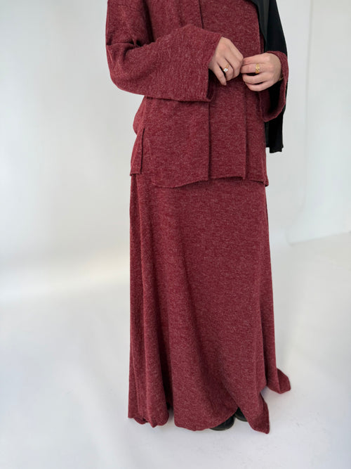 Maroon Wool co-ord skirt set