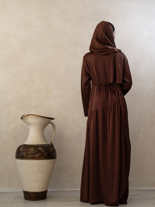 Sahara Satin dress Set: Chocolate
