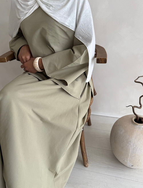 Khaki pocket skirt set