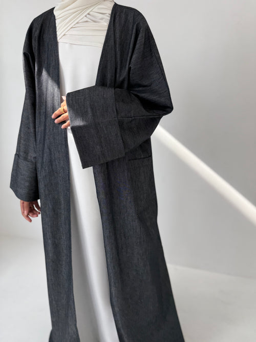 Denim Open Abayah