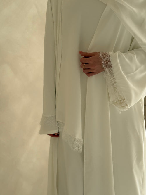 White-swan Lace Open abayah
