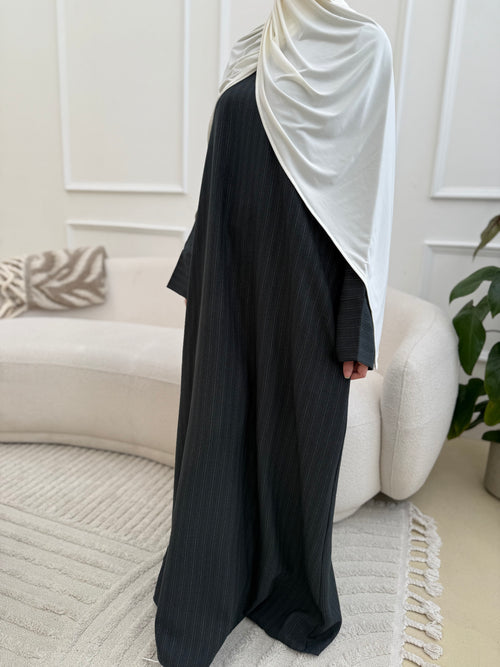 Dark green pinstripe abayah