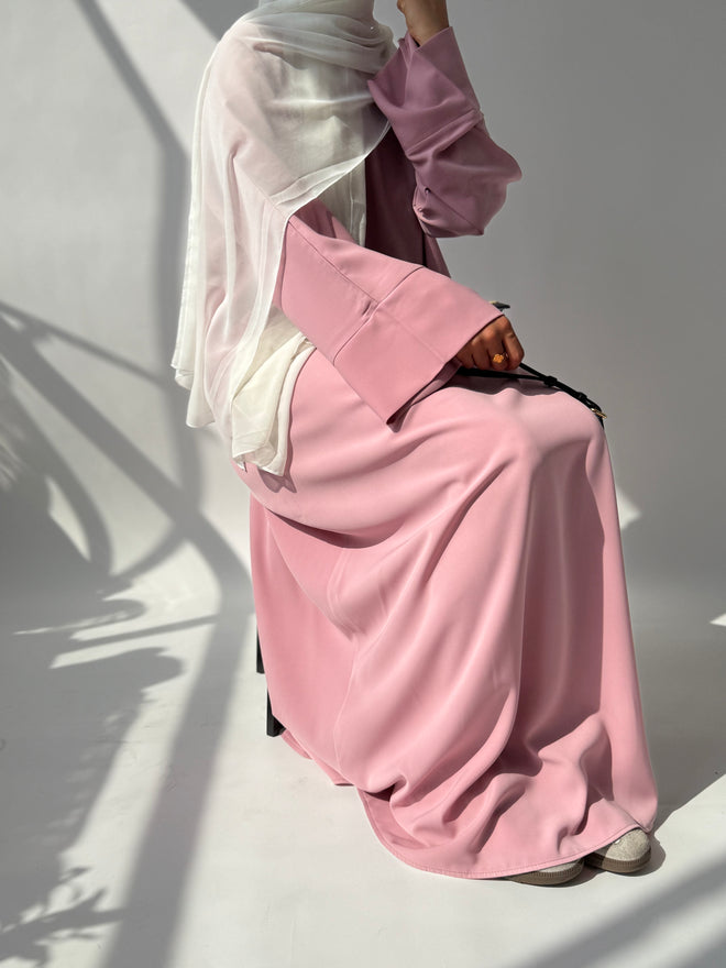 Bubblegum Pink Zip abayah