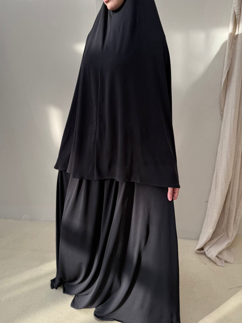 Black Khimar Skirt Set