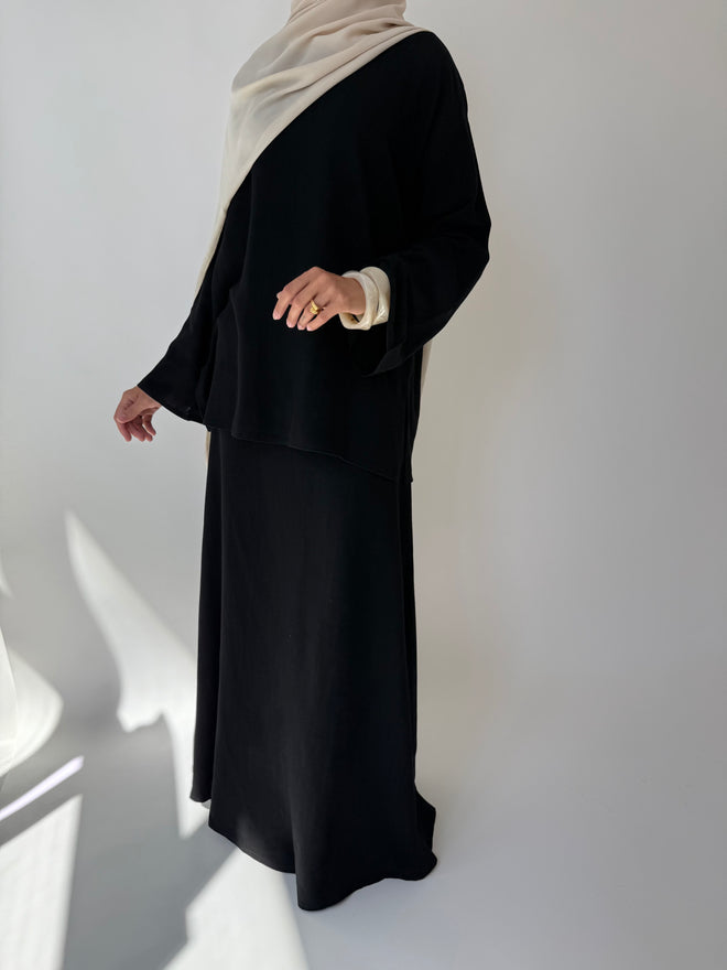 Black linen co-ord skirt set