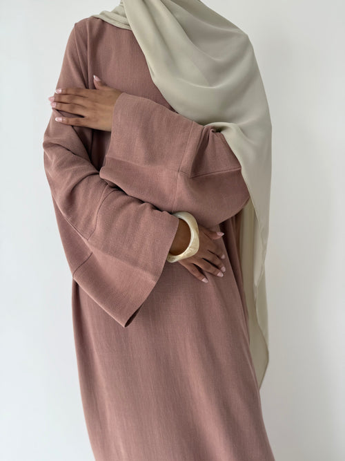 Dusty-pink Linen abayah