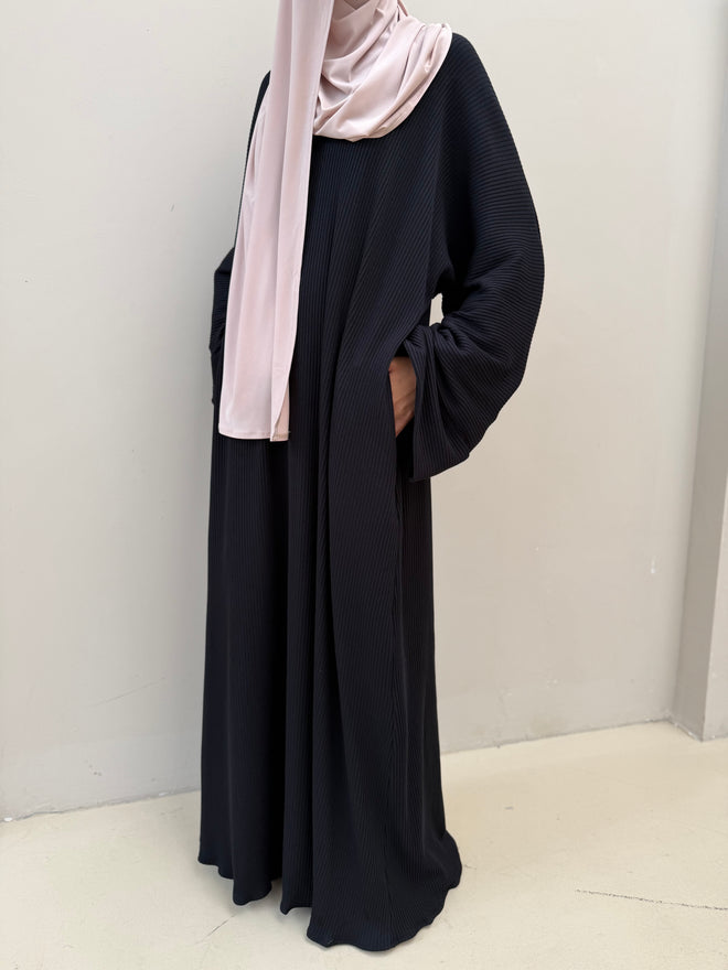 Dania Ribbed abayah: Black