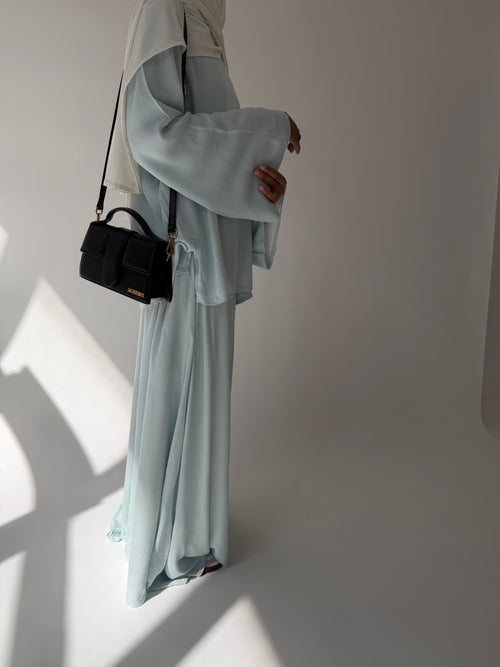 Blue viscose Skirt set