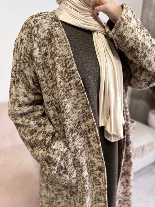 Beige-Truffle Wool abayah