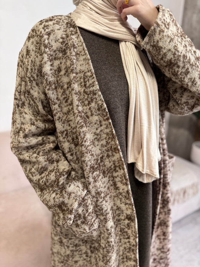 Beige-Truffle Wool abayah