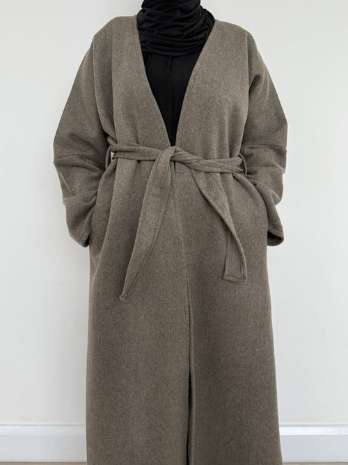Taupe Wool Coat abayah