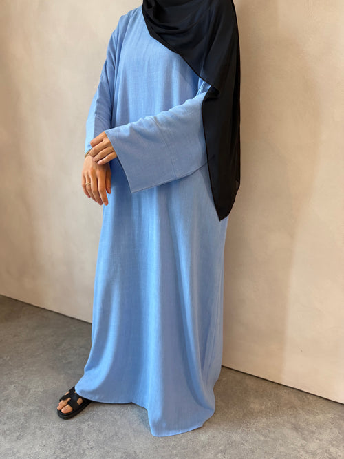 Blue Azure Linen abayah
