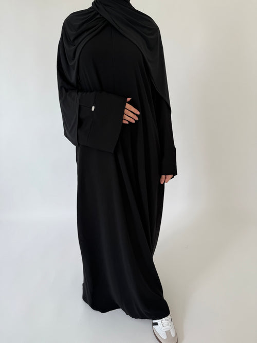 Soft Black Zip abayah