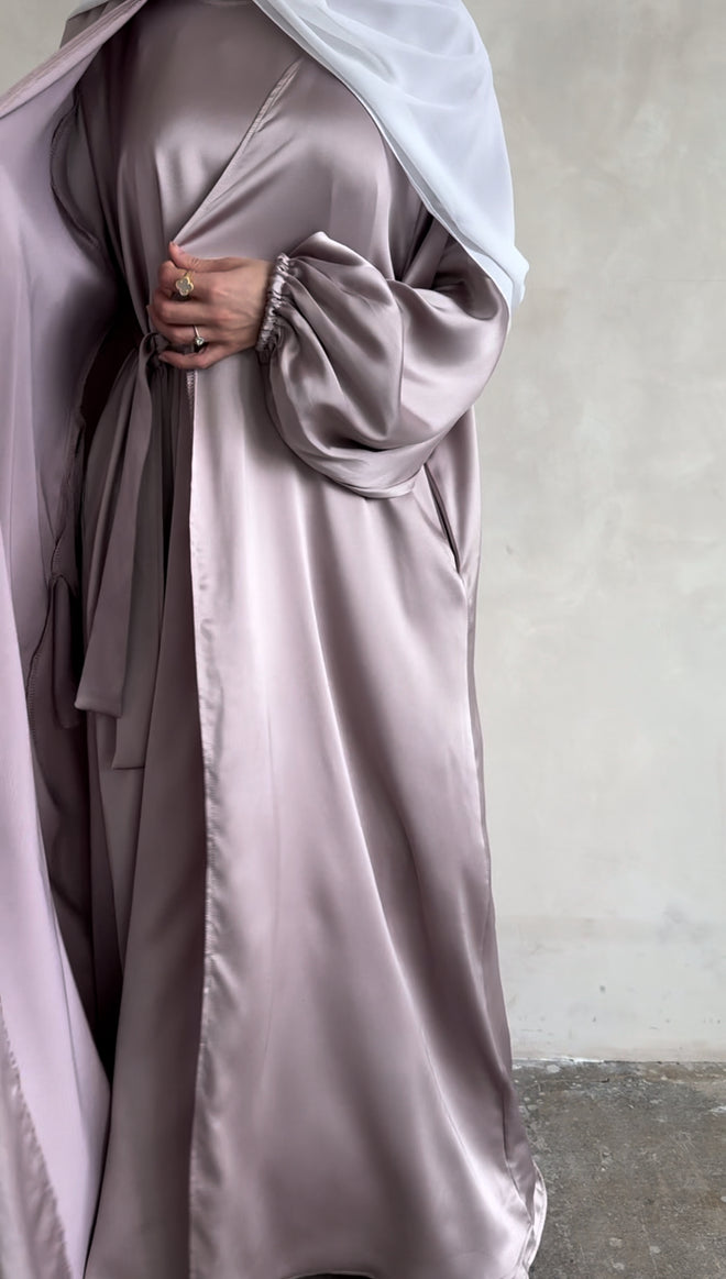 Lavander Satin balloon-sleeve Set