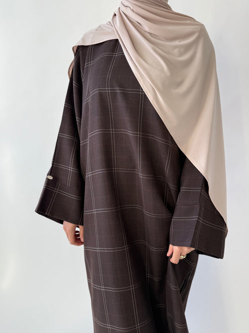 Brown Grid Abayah 2.0