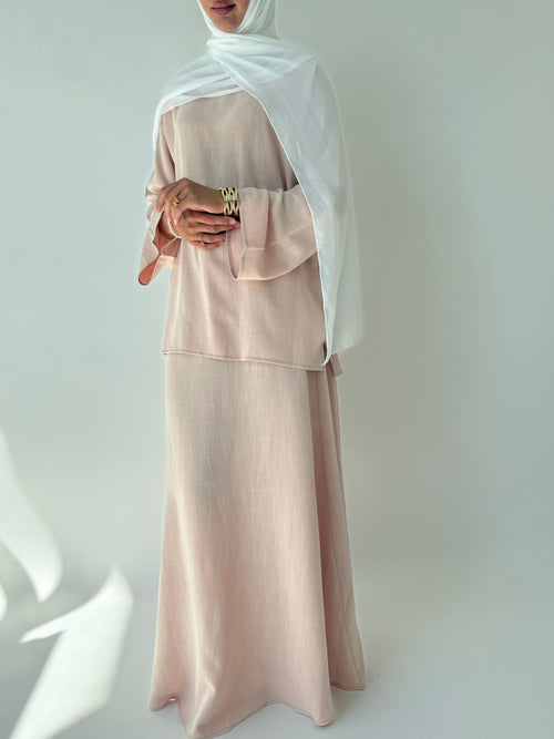 Blush linen co-ord skirt set