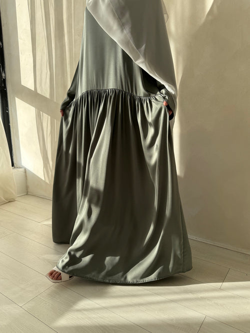 Dusty Blue ruched hem dress