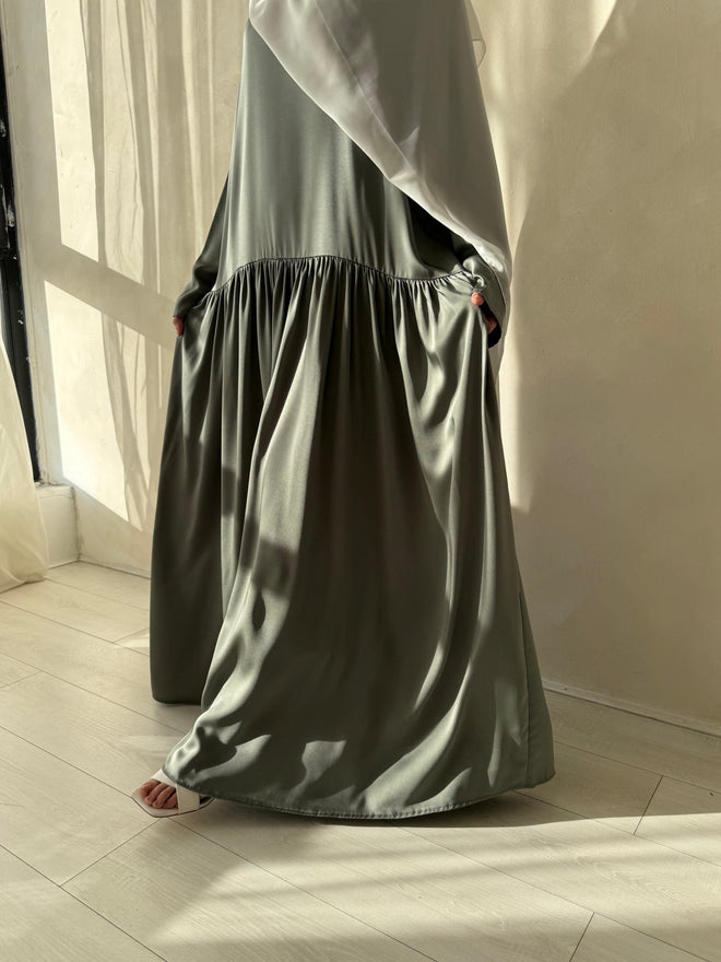 Dusty Blue ruched hem dress