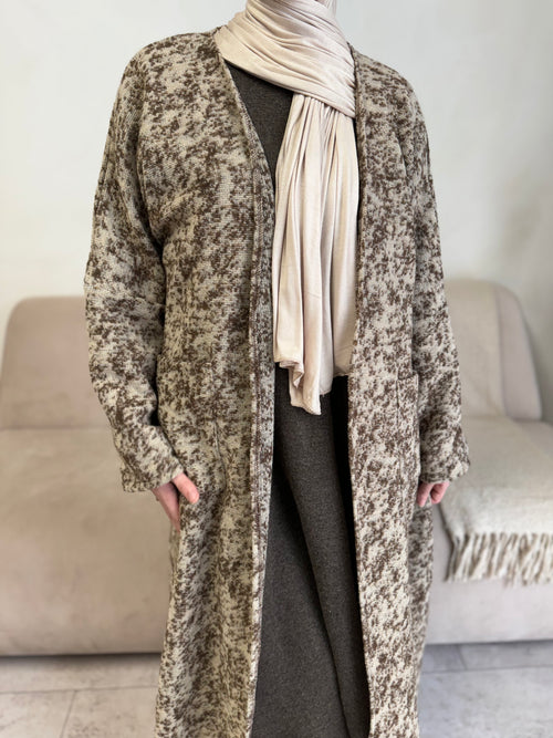 Beige-Truffle Wool abayah