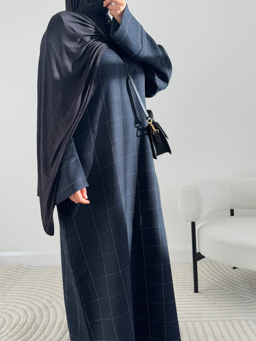 Navy Grid Abayah