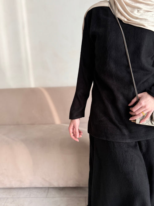 Black Wool co-ord skirt set