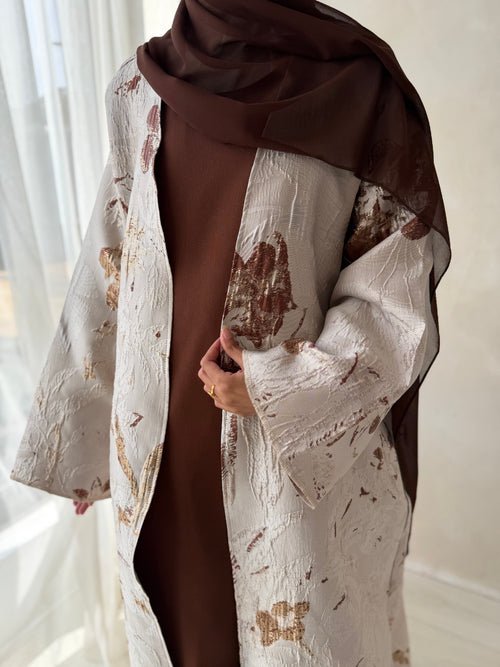 Brown Jacquard 2-piece Set